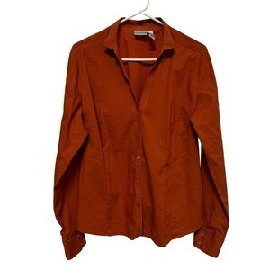 Chico's Womens Blouse Size 2 US Large L 12 Orange Button Up shirt Long Sleeve
